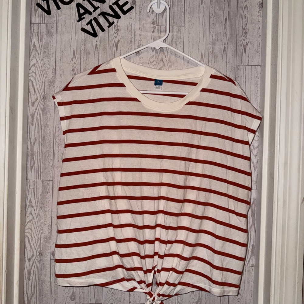 Striped Red and White Women Top